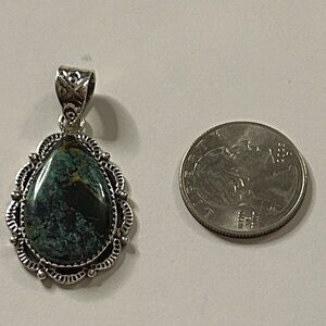 Sterling Silver and Green Kingman turquoise Pendant